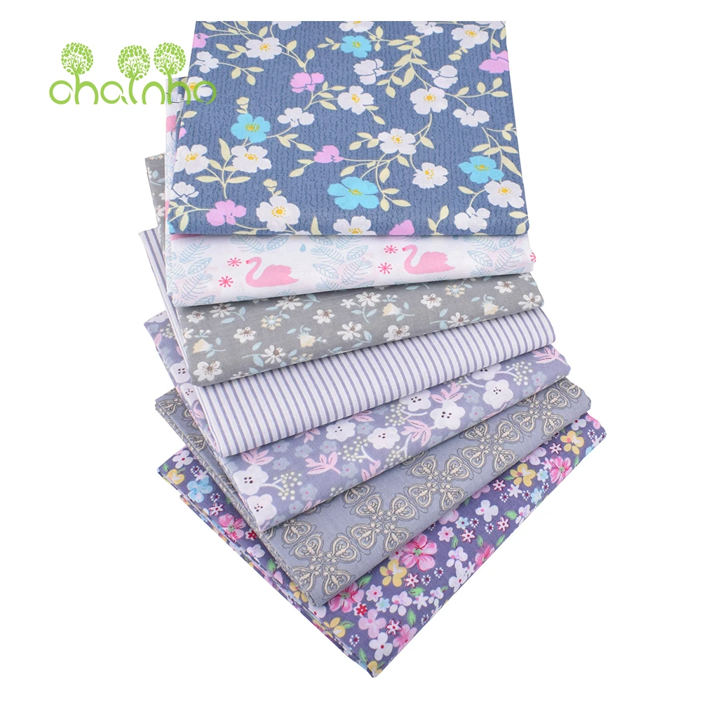 

Chainho,Gray Series Plain Printed Cotton Fabric,Thin Low Density,DIY Quilting Sewing Material,Fat Quarters Patchwork,50x50cm/Pcs