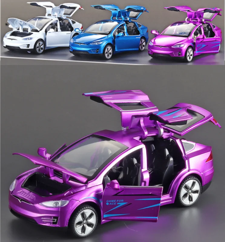 

1:32 Tesla MODEL X Die-Cast Vehicles Alloy Car Model Sound and Light Pull Back Car Model Collection Car Toys