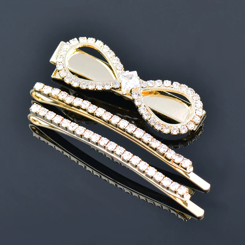 

KIOOZOL rhinestone pin crystal bow hair clips hairpins women girls fashion hair accessories jewelry 2022 005 KO1