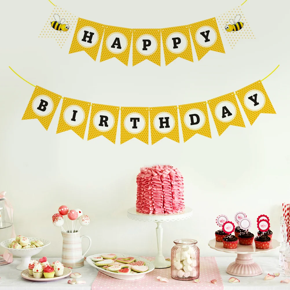 

1pc Birthday Party Banner Cartoon Letter Printed Hanging Flag for Children