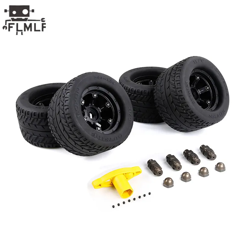 

Rc Car Front Rear Same Wheel Tire Retrofit Kit with Wheesl Adpters Nut Set for 1/5 HPI ROVAN ROFUN FG Monster Hummer Truck Parts
