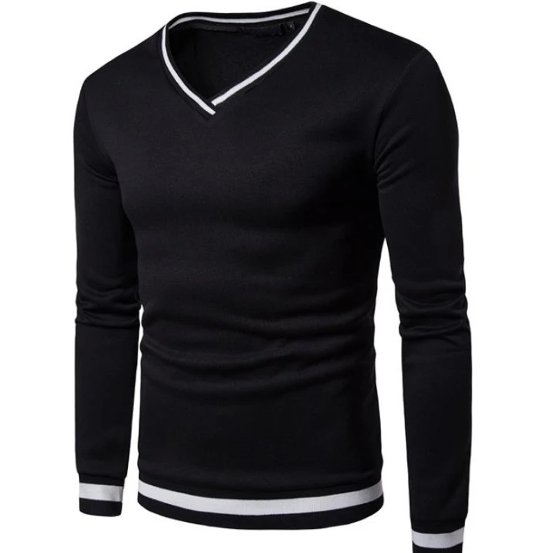 2022 New Men's V-neck long sleeve hoodie Men's striped pullover casual V-neck long sleeve hoodie 9999