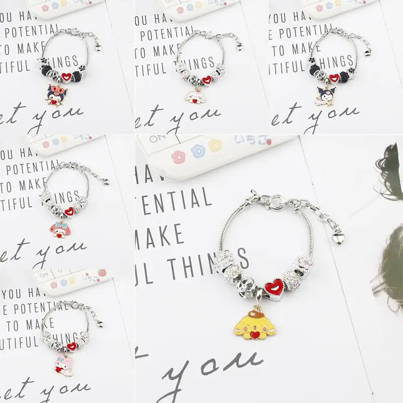 

Kawaii Sanrio Kuromi My Melody Cinnamoroll помпон пурин мультфильм изображение браслет Diy модные изысканные девичьи сердца Ручные украшения