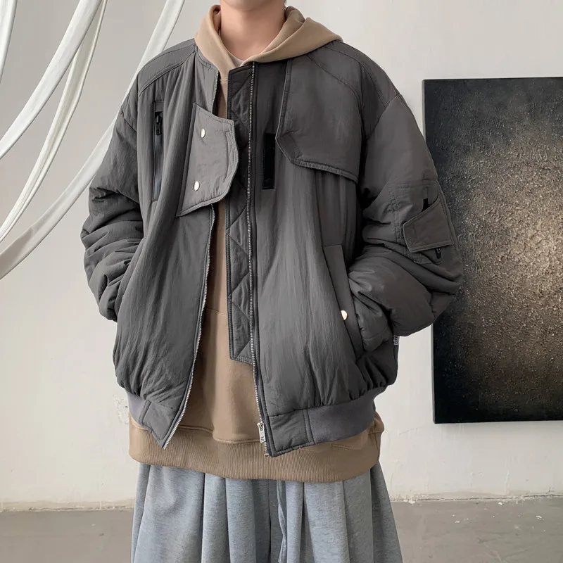 Winter Jacket Men Warm Fashion Oversized Thicken Baseball Jacket Men Streetwear Korean Loose Thick Short Coat Mens Parker M-2XL