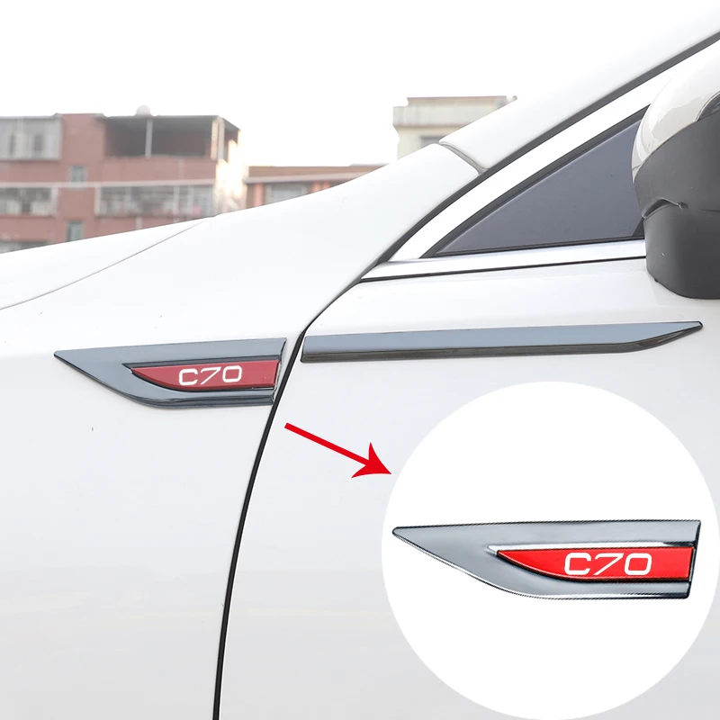 

Автомобильные металлические наклейки с логотипом крыла, персонализированные декоративные боковые маркеры для Volvo C70 с логотипом, автомобильные аксессуары