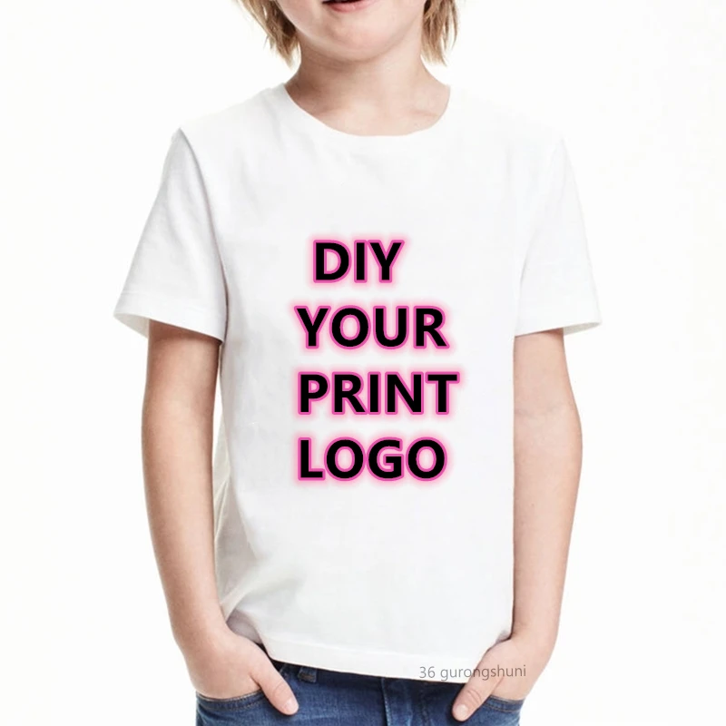 Футболка с индивидуальным принтом, индивидуальная Детская футболка с логотипом/рисунком на заказ, футболка для девочек и мальчиков, футбол...