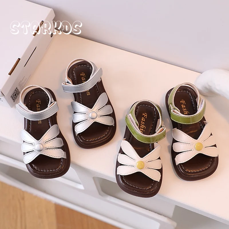 

Cute Little Daisy Sandals Girls 2023 New Marguerite Flat Sandalias Baby Kids Summer Sweet Floral Shoes