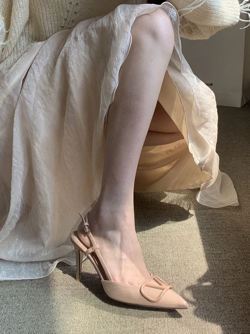 Women's Shoes Summer 2023 Luxury Brand High-heeled Sandals  Genuine Leather Pointed Toe Pumps Elegant Women Shoes Designer Shoes