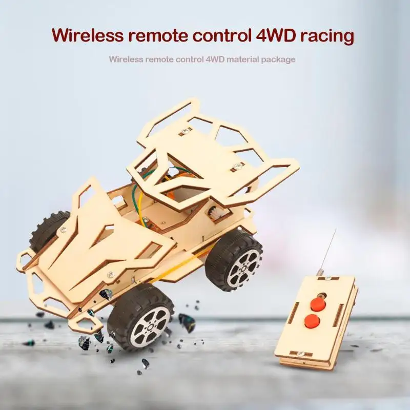 

Primary School Education Science Experiment Wooden DIY Manual Remote Control Car Assembling children toy Technology Production