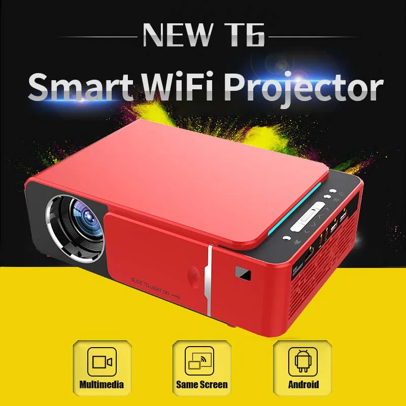 

T6 Mini Native 720P projector Portable Android 9.0 LED Home Theater Cinema Smart Beamer Support 1080P for Computer PS5