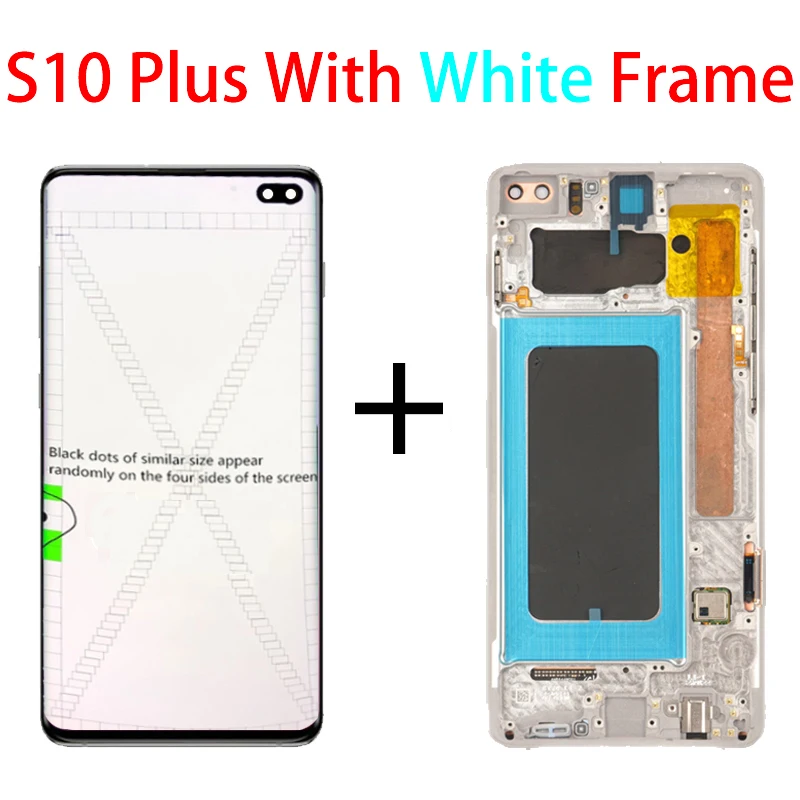100% Оригинальный AMOLED дисплей с рамкой для SAMSUNG Galaxy S10 Plus Полный ЖК-дисплей