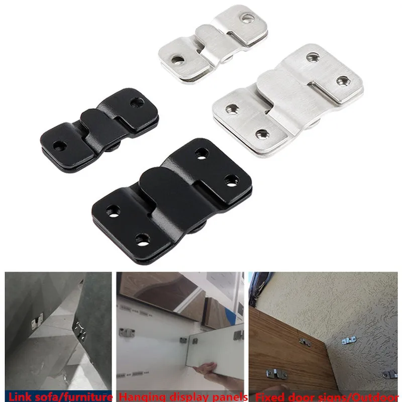 

1pcs Stainless Steel Heavy Duty Picture Frame Hanger Photo Display Hooks Bed Interlocking Hanging Fasteners Furniture Connector