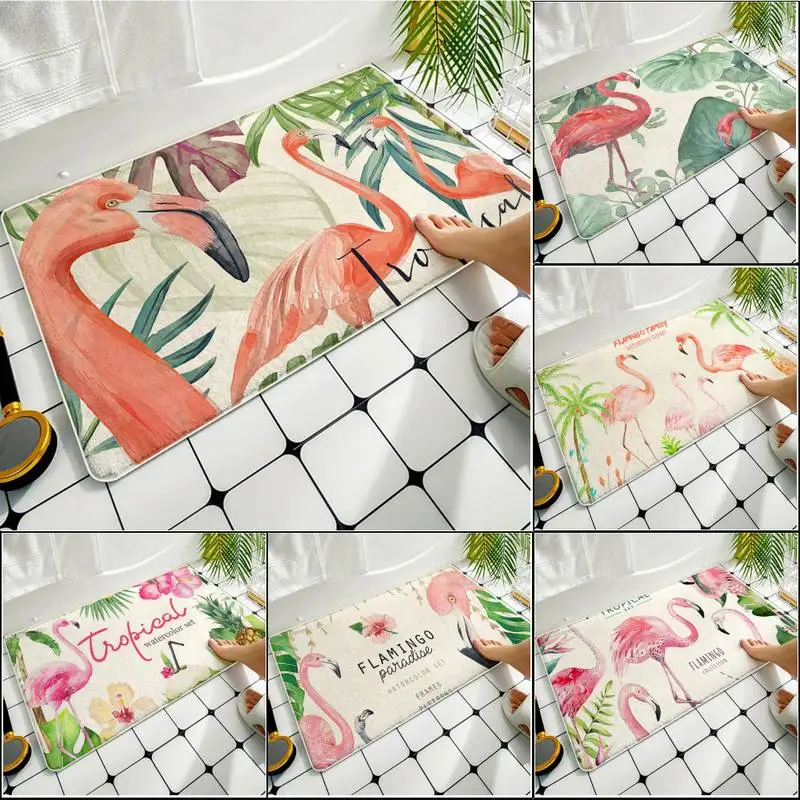 

Лист тропического растения Коврик для кухни с фламинго, ковер для спальни, гостиной, Придверный коврик, домашний коврик для прихожей, Против...