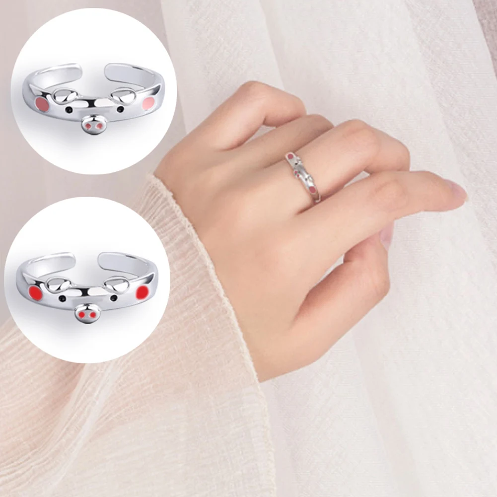 Симпатичное розовое эмалированное кольцо свинка популярное Открытое счастливая