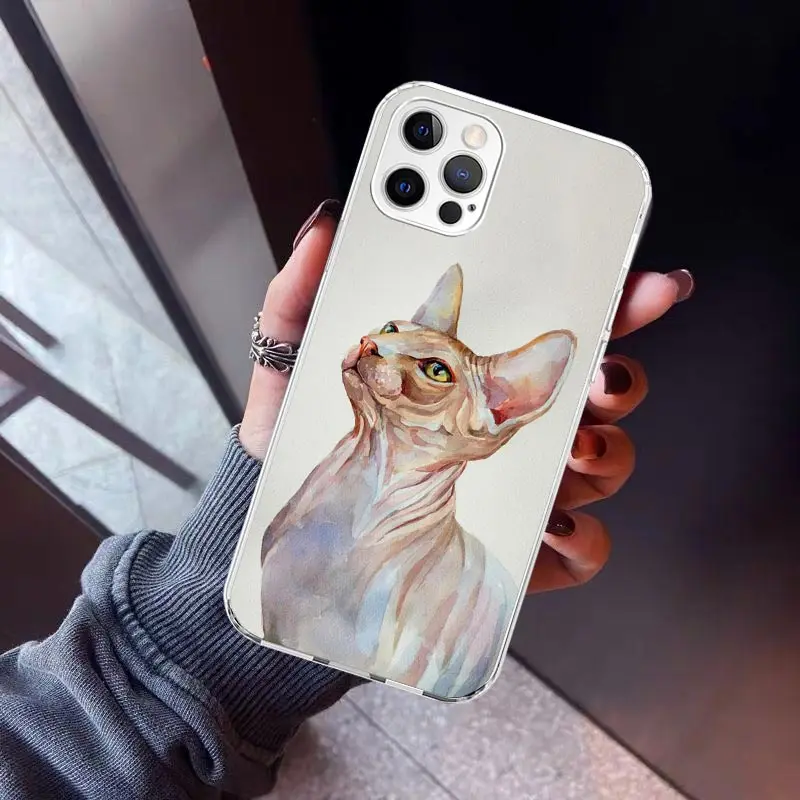 Lavaza Sphynx Sphinx Cat Phone Case for Apple iPhone 16 15 14 Plus 13 12 Mini 11 Pro Max X XR XS 7 + 7G 8G SE 2020 Soft Cover