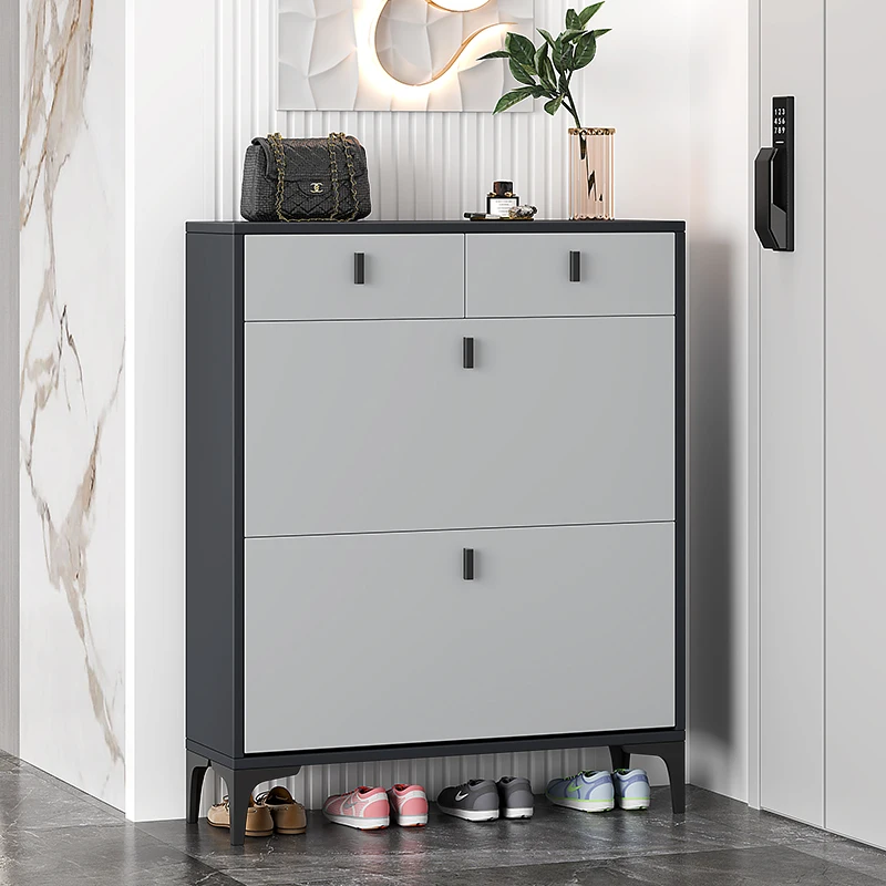 Современная стойка для обуви с выдвижными ящиками сборная вертикальная