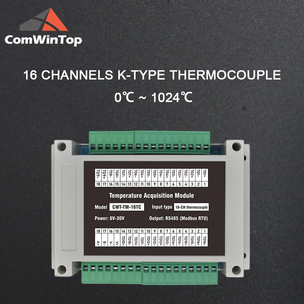 

16-канальный K-тип термопары Rs485 модуль сбора температуры с выходом Modbus