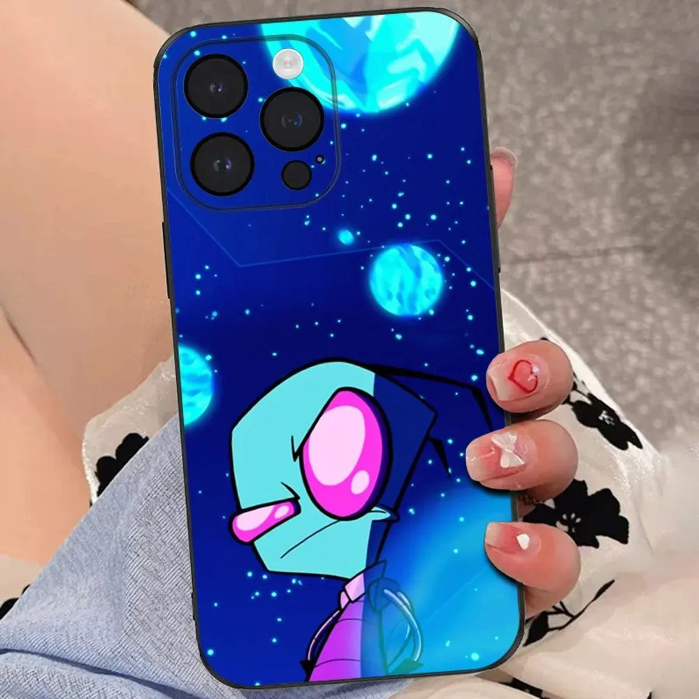 Чехол для телефона Cartoon Invader Z-Zim iPhone 15 14 13 12 11 Plus Pro Max XR XS X 7 8 SE Mini Soft Black Cover