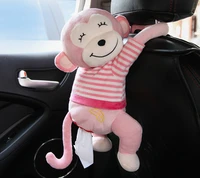 car seat back hanging tissue box cute cartoon plush monkey tissue box armrest box chair back handle hook universal tissue box