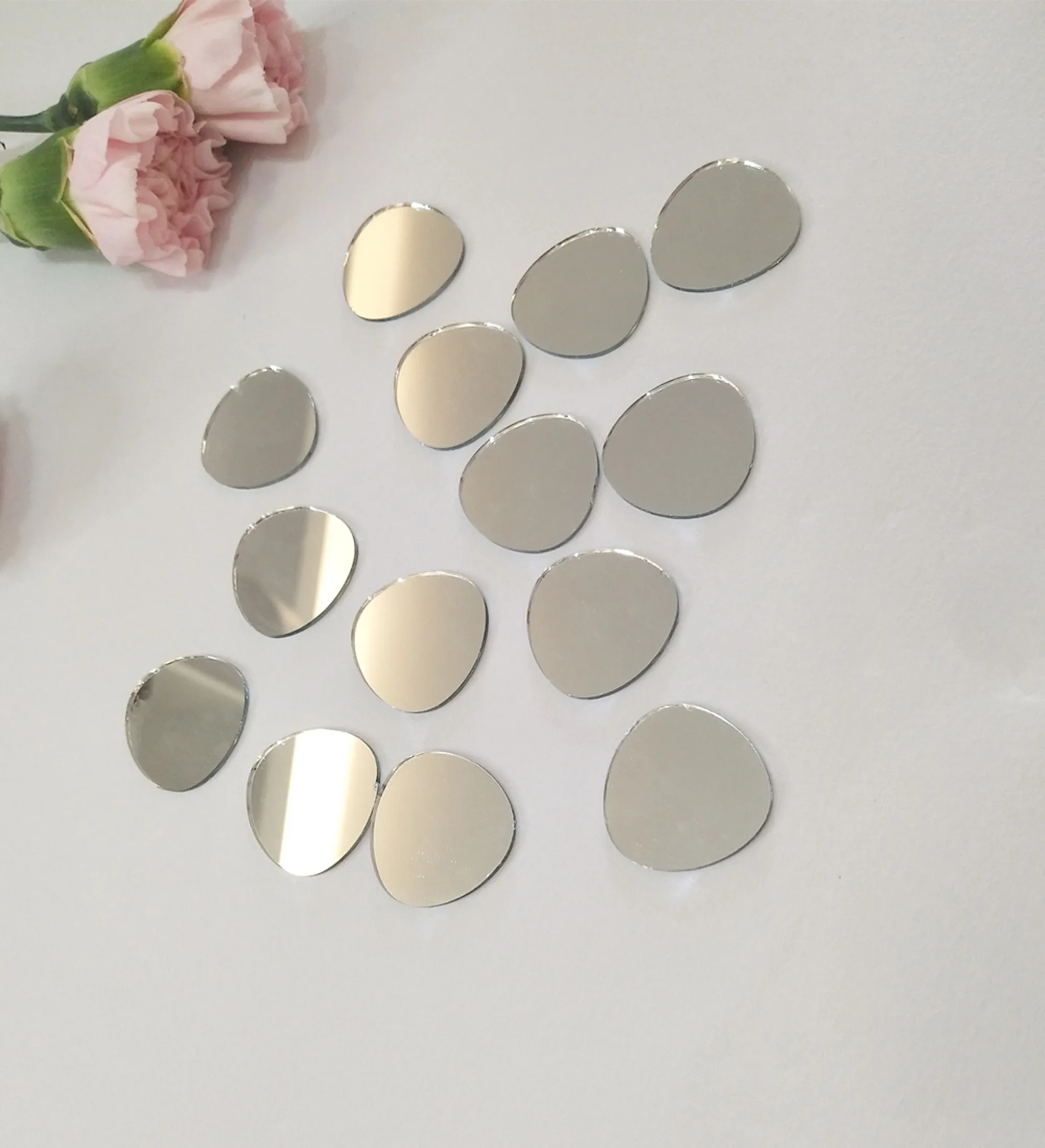 100 шт. овальных зеркальных мозаичных элементов из гальванического стекла для