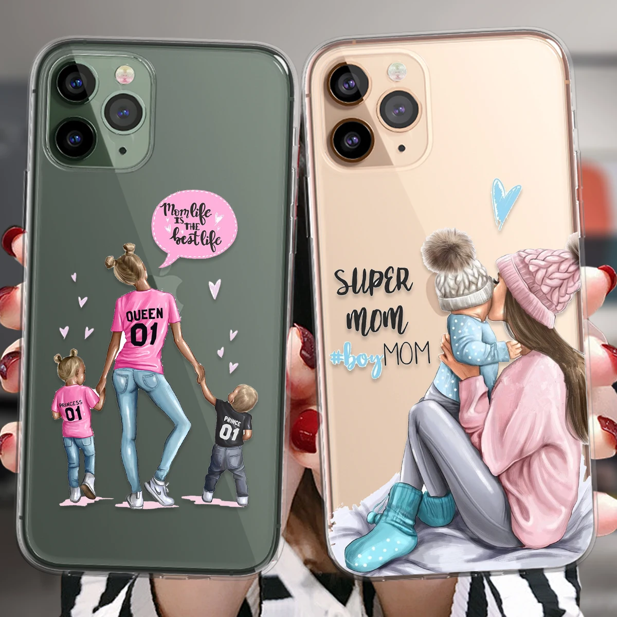 Прозрачный чехол для iPhone 13 11 12 14 Pro XS Max X XR Mini 14Plus 14ProMax, мягкий силиконовый чехол с надписью Super Mama Girl Mom Boy Baby