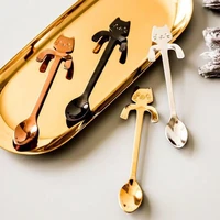 hanging stirring spoon 304 stainless steel creative cartoon kitten handle dessert spoon coffee spoon ice cream small spoon