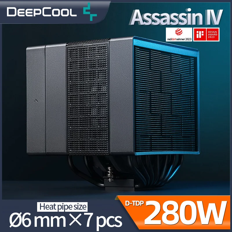 

Кулер для процессора Deepcool Assassin IV, 7 тепловых трубок, 280 Вт, двойной башенный вентилятор охлаждения, тихий радиатор для Intel LGA1700 20XX 115X AM4 AM5