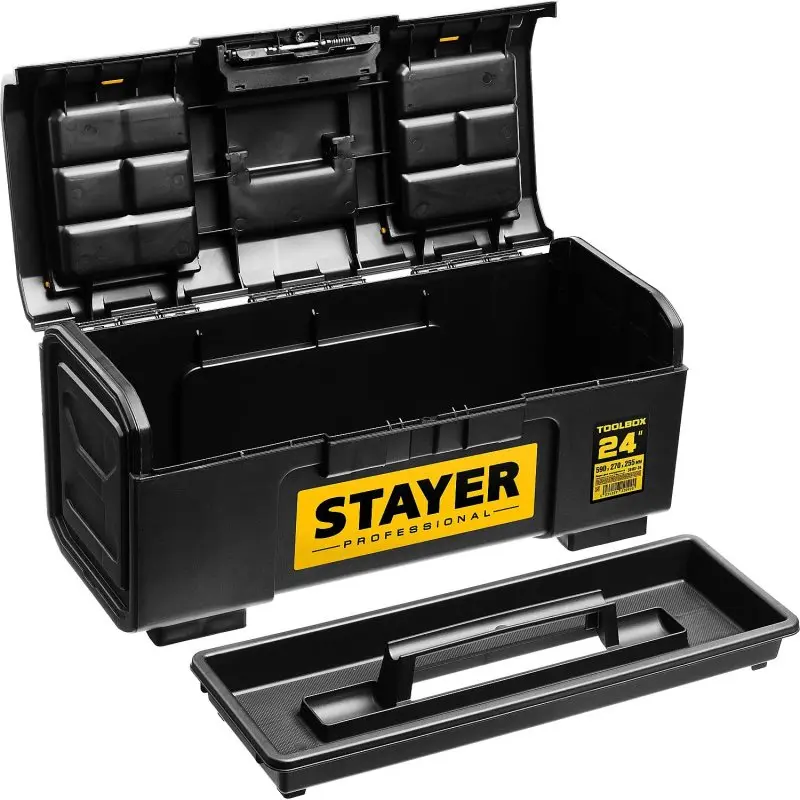 Ящик для инструмента STAYER TOOLBOX-24 (Размеры 590x270x255мм съемная полка встроенный