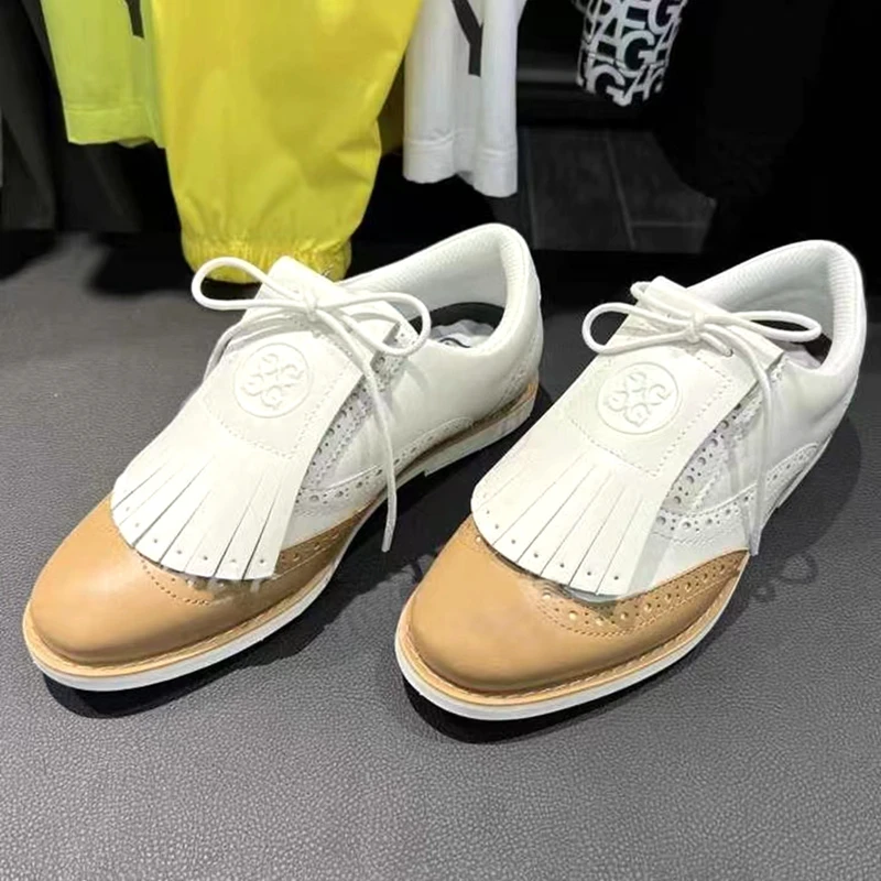 2022 Women's Golf Shoes High Grade Original Leather Waterproof Anti-Skid Sole Korean Brand Comfortable Fashionable Lady's Shoes