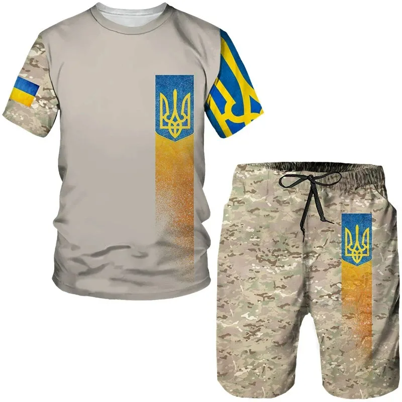 

Men's Ukrainian Camouflage 3D Print T-Shirts Short Sets New Women's Suit Oversize Clothing Mans Sweatshirt Woman T-shirt Tops