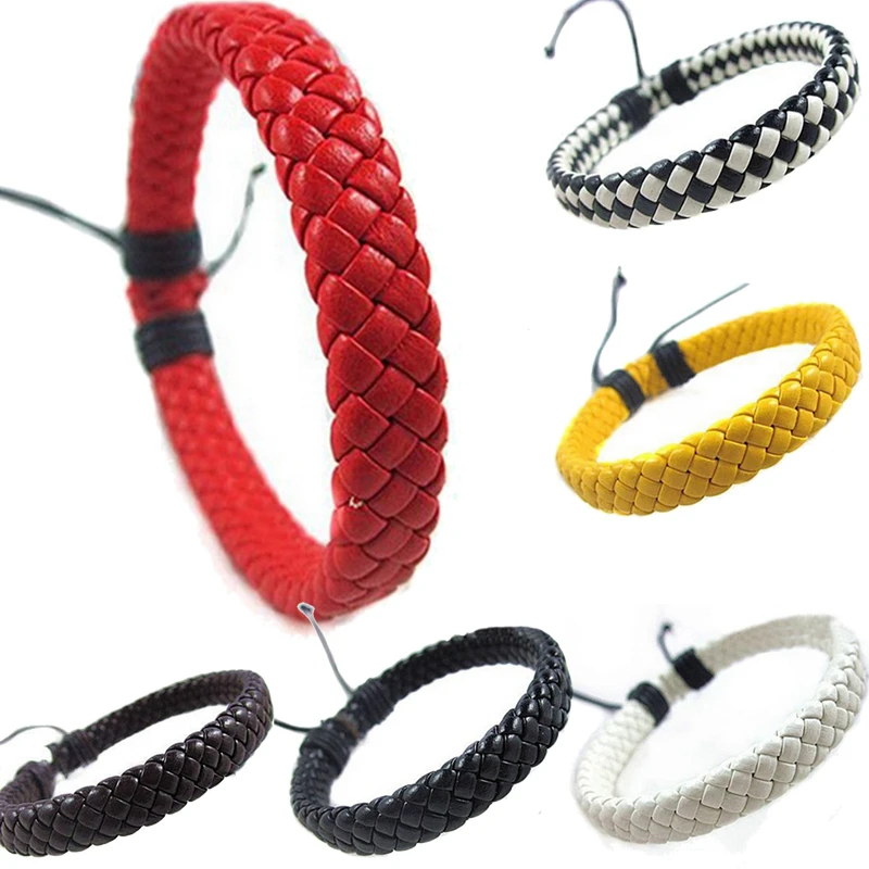 

2Pcs Handmade Leather Bracelet Punk Rope Chain Bangle Male Accessories Gothic Charms Jewelry Gifts Free Shipping Wholesale