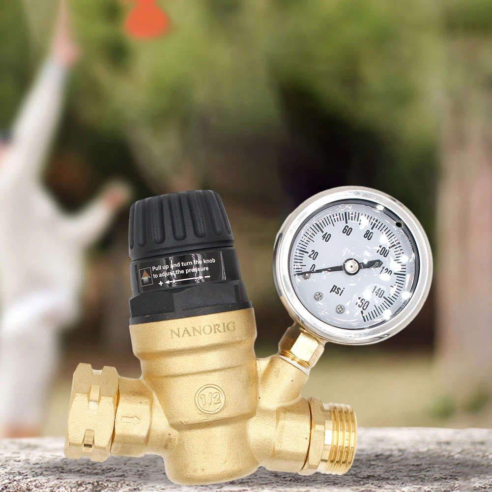 

Компактный редуктор давления воды с рукояткой 3/4 дюйма и 2 фильтрами, регулируемых для жилых прицепов/садовых шлангов/дорожных прицепов