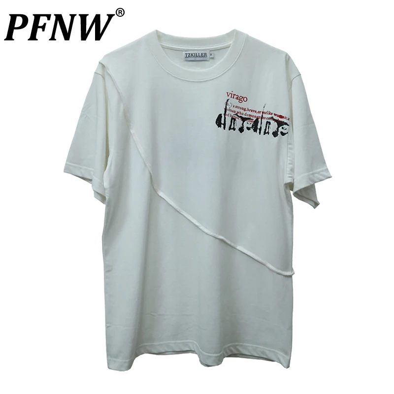

PFNW Summer New Men's Short Sleeve Versatile T-shirt Daily Street Print Graphic Y2k Hiphop Breathable Niche Loose Tees 28A3066