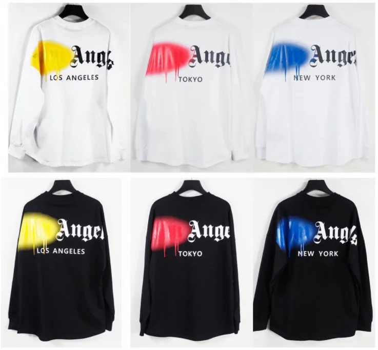 

Palm Angels 22SS Letter printing couple round neck cotton street hip-hop popular simple wild men women long-sleeved T-shirt