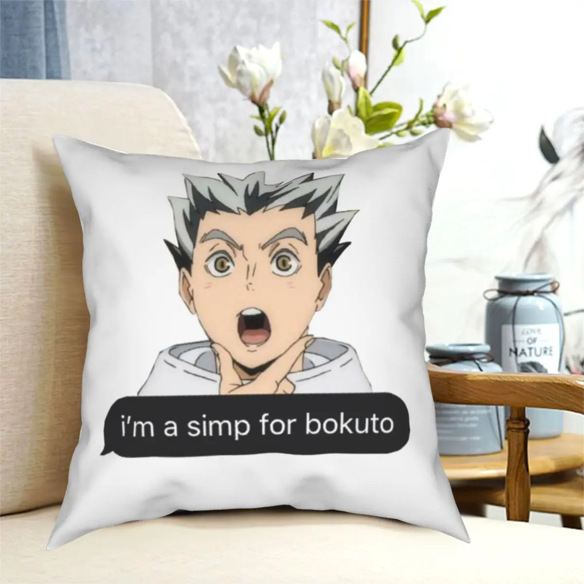 

Bokuto SIMP Haikyuu Square Pillowcase Polyester Printed Decorative Throw Pillow Case for Bed Cushion Cover