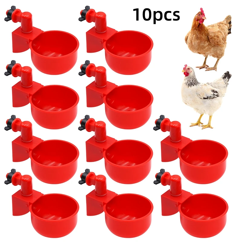 

10 Pcs Automatic Poultry Drinker Bowl Chicken Bird Water Cups Duck Drinking Machine Hanging Drinking Bowls Water Dispenser