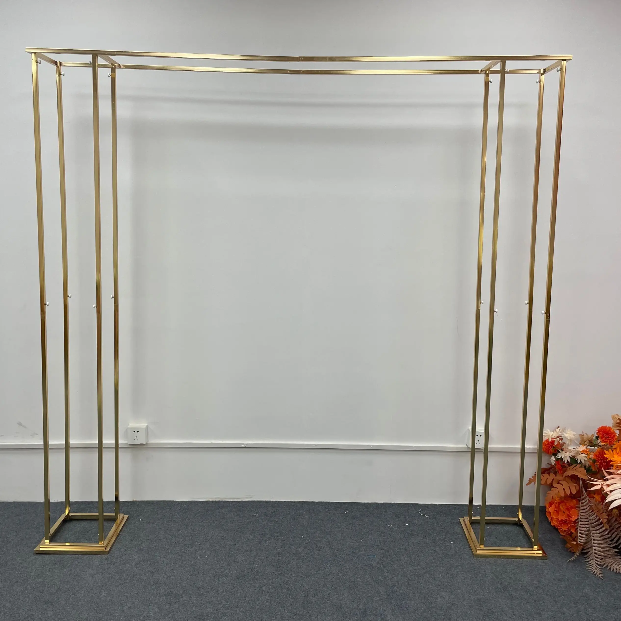 

Wedding Arch Shiny Gold Arch Wedding Props Double Pole Square Flower Stand Outdoor Frame Shelf Party Backdrop Decor