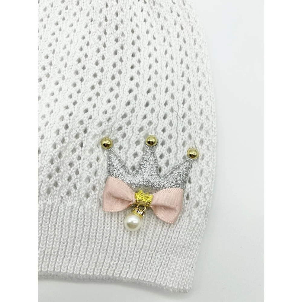 Детская панама / шапка летняя для девочки Корона на белом |