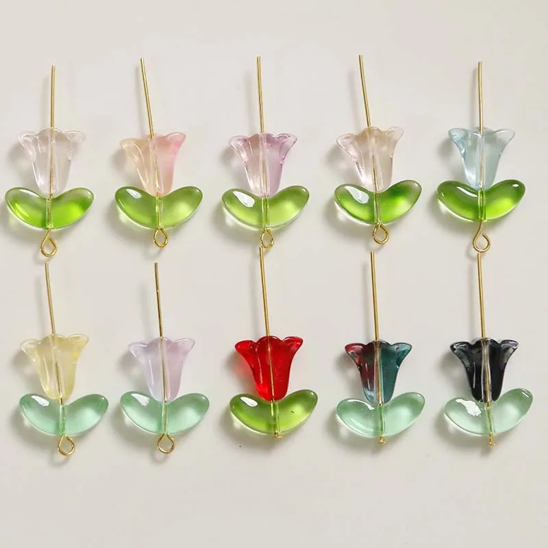 

20/50 Pcs Bell Orchid Flower Lampwork Beads Multicolor Glass Flora Beads Loose Beads For DIY Bracelets Earrings Jewelry Making