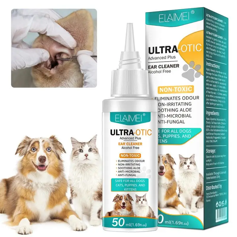 

50ml Cat And Dog Ear Cleaner Pet Ear Drops ForInfections Control Yeast Mites Removes Ear Mites And Ear Wax RelieveItching