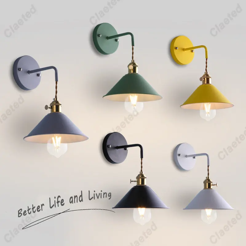 

LED Modern Wall Light Iron Art Restaurant Cafe Decoration Macarons Lamp Living Room Bedroom Aisle Stairs Bedside Home Decor Lamp