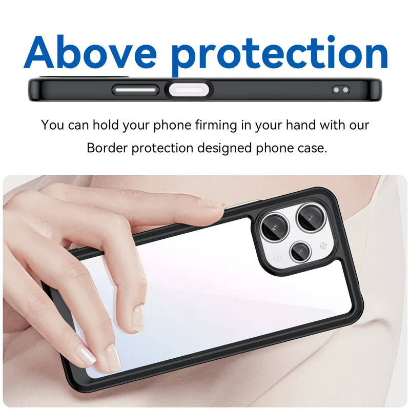 For Xiaomi Redmi 12 Case Redmi 12 Cover Colorful Soft Edge Silicone Transparent Shockproof Bumper For Redmi 12 Fundas 6.79 inch