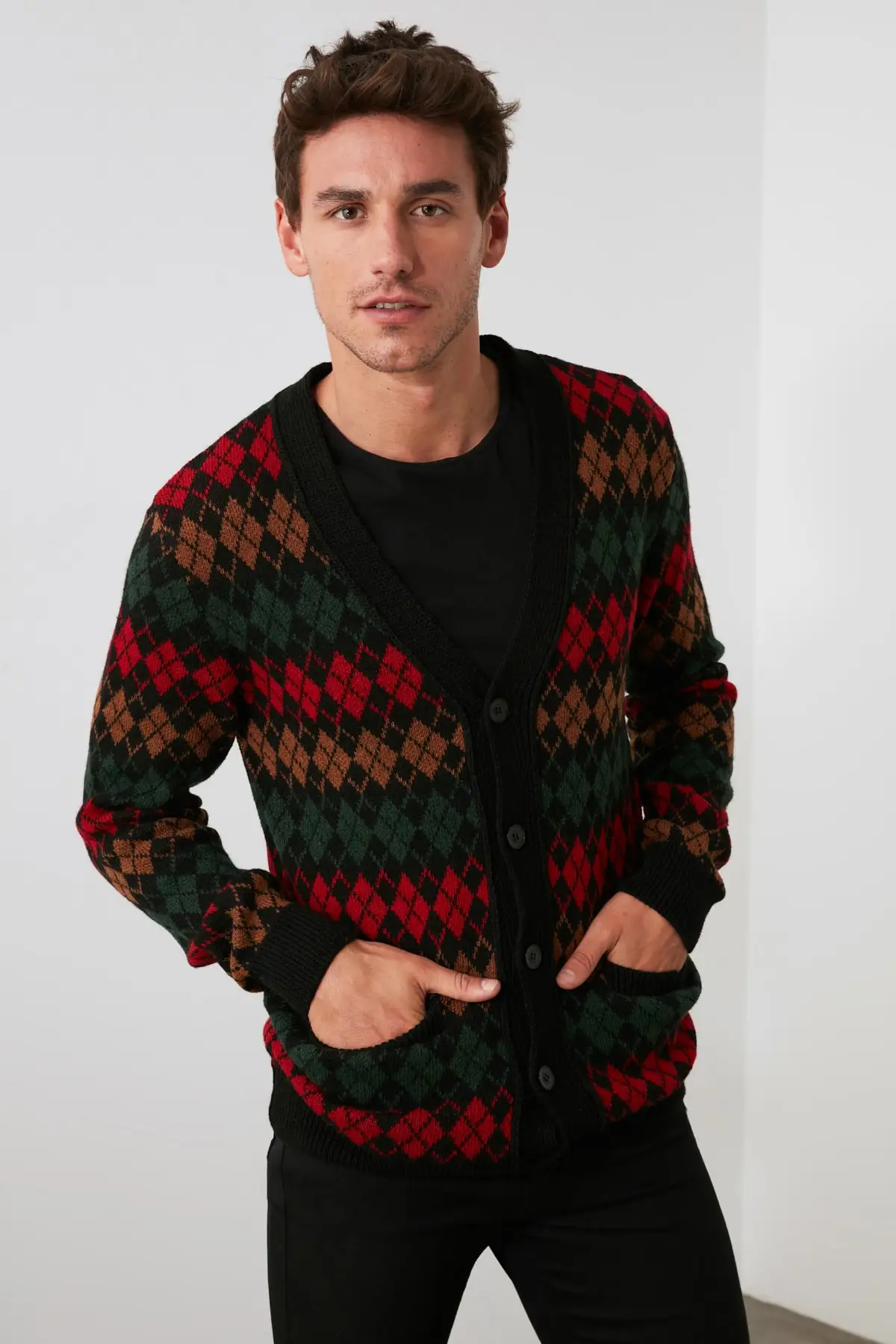 

Trendyol Male Lozenge Knitwear Cardigan TMNAW21HI0277