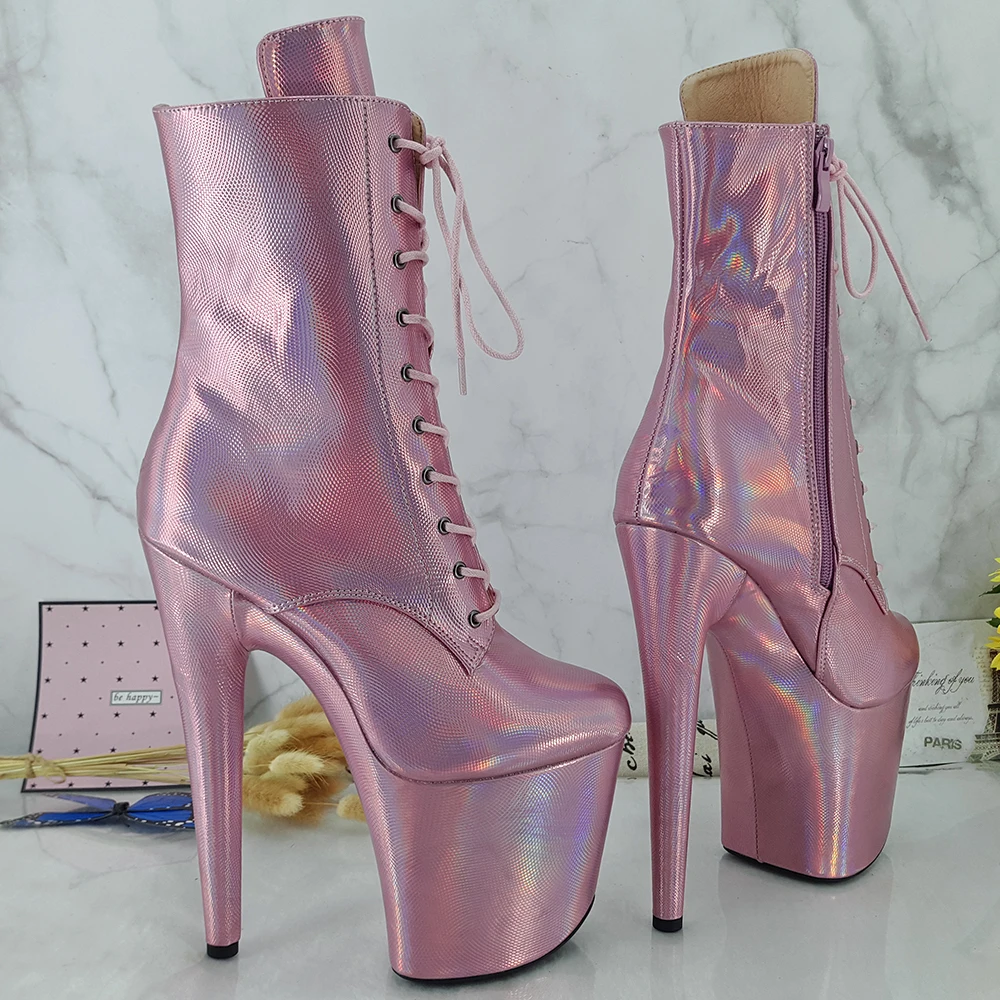 Leecabe Pink UPPER 20CM/8Inch Women's Platform disco party High Heels Shoes Pole Dance boot