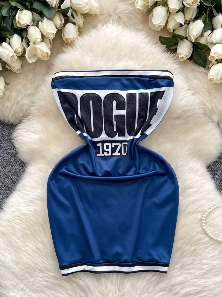 Женское платье без бретелек с буквенным принтом на бедрах сексуальные уличные