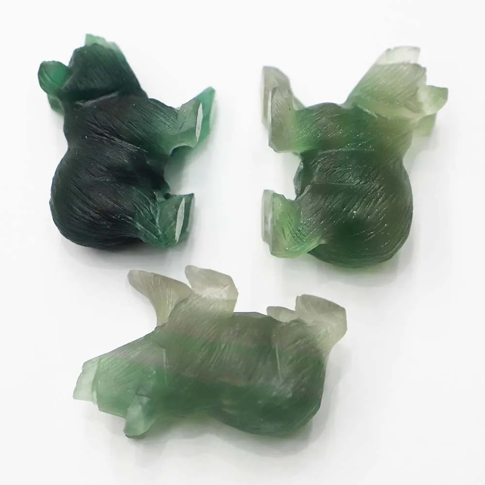 Natural Fluorite Carved Bear Ornaments Animals Stone Reiki Polished Craft Small Decoration Home Decor Exquisite Present Souvenir