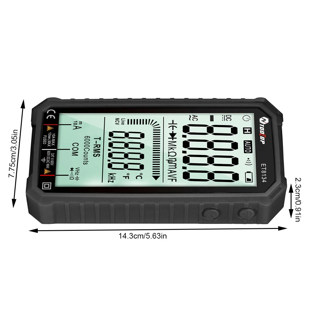 

Full Screen Digital Multimeter LCD Display Color Changing Alarm Tester Replacement for TOOLTOP ET8134