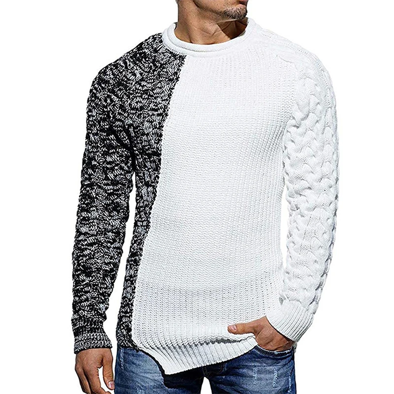 

Monochrome Sweater 2023 Autumn and Winter Round-necked Long-sleeved Knitted Slim Pullover Sweater Muscle Men's Base Wear Jumper