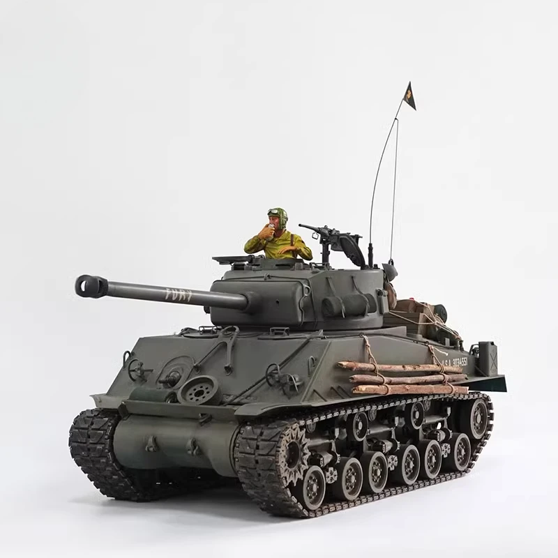 Фото RC металлический танк HOOBEN 1/10 с дистанционным управлением M4A3E8 танк RTR танки модель Fury Sherman детские игрушки №3