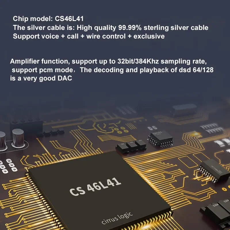 Фото CS46L41 чистый серебряный ЦАП Hi-Fi кабель Type-C до 3,5 мм цифровой усилитель декодирование аудио адаптер для Android Win10 huawei mi Google №4